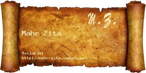 Mahr Zita névjegykártya